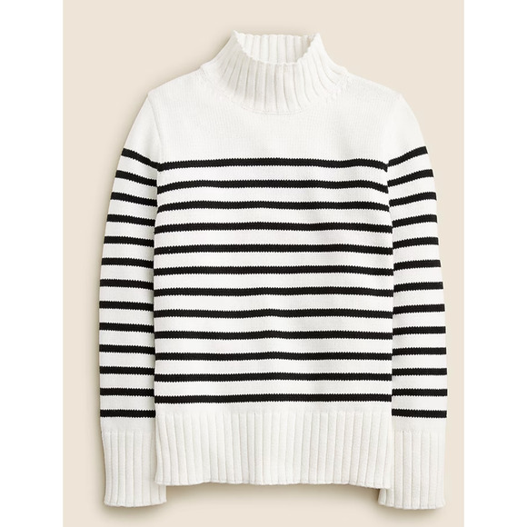 J. Crew Sweaters - J Crew Cotton Turtleneck Sweater S White Stripe Black NWT CE701 J.Crew Capsule